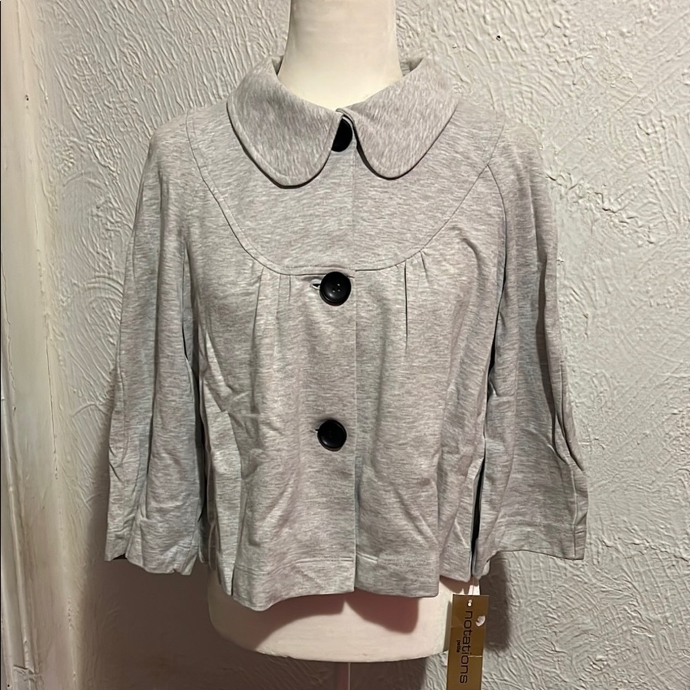 Notations Gray and Black Cape with Vintage Collar